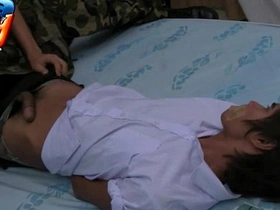 Gay Asian boy video with schoolboy and military twinks in bareback sex scene.