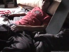 Young Jaydens big college cock gets a hard gay cumshot