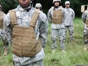 Young Asian soldier gets wild in the jungle with gay group
