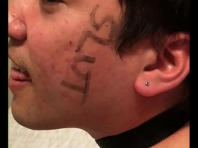 Older gay man humiliated by body writing and kinky belt BDSM