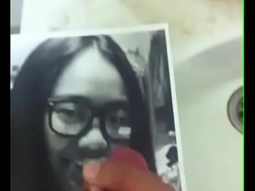 Solo boys big cock cums in tribute to Asian glasses.