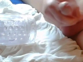 Amateur gay masturbation with toys and cum worship