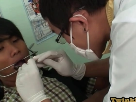 Gay amateur Asian twink gets spammed by his doctor.